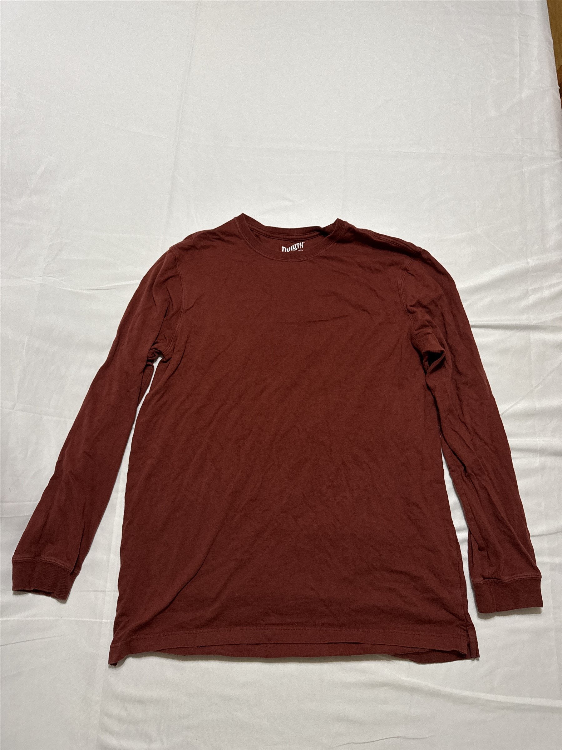 Duluth Trading Co Mens Longtail Long-Sleeve T-Shirt Red Dark Cocoa Large Slim
