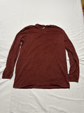 Duluth Trading Co Mens Longtail Long-Sleeve T-Shirt Dark Cocoa Large Slim *HOLE*