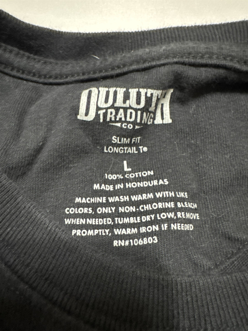 Duluth Trading Co Mens Longtail T T-Shirt Slim Fit Black Size Large