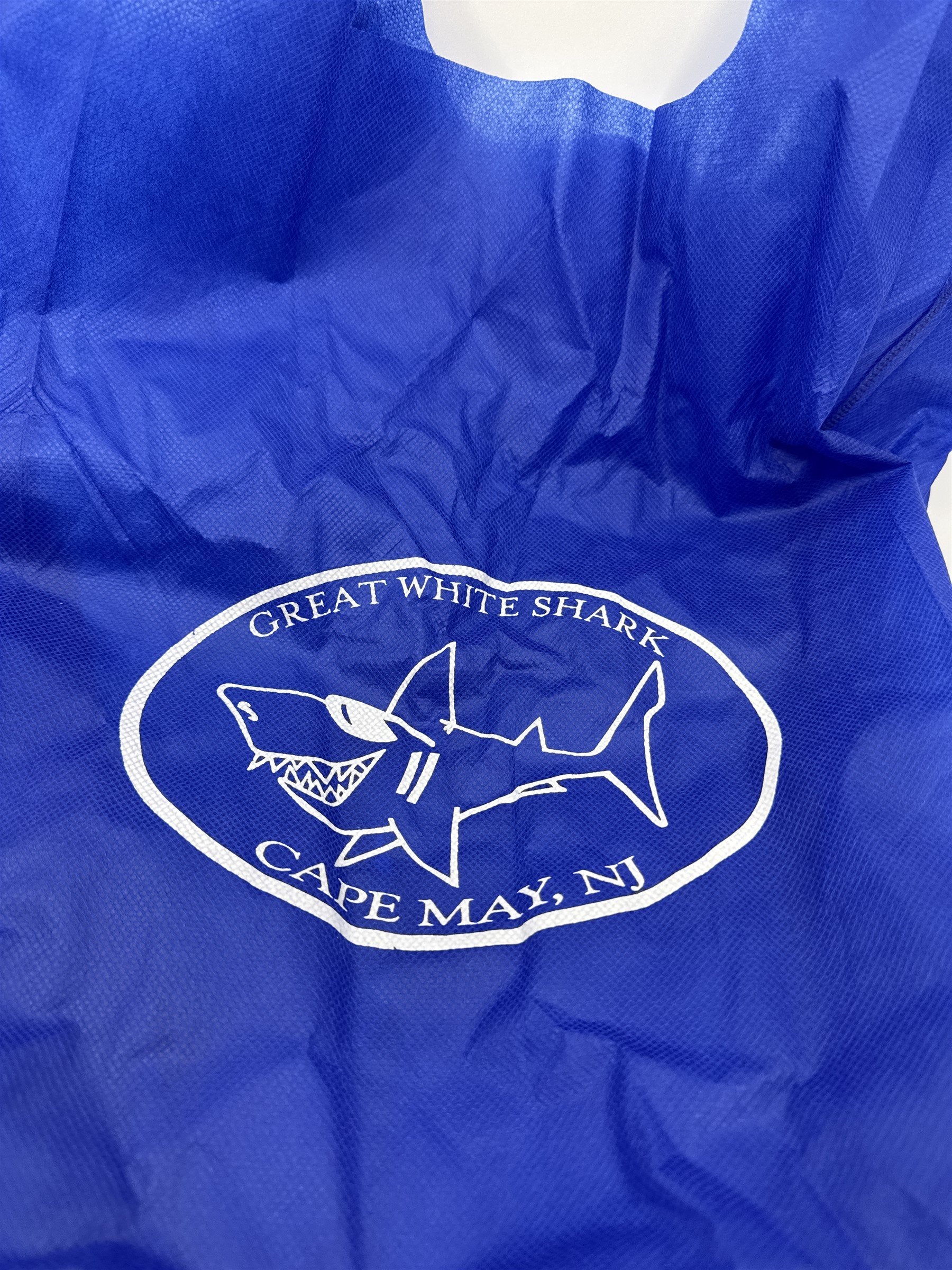 Blue Great White Shark Cape May NJ New Jersey Fabric Reusable Shopping Bag