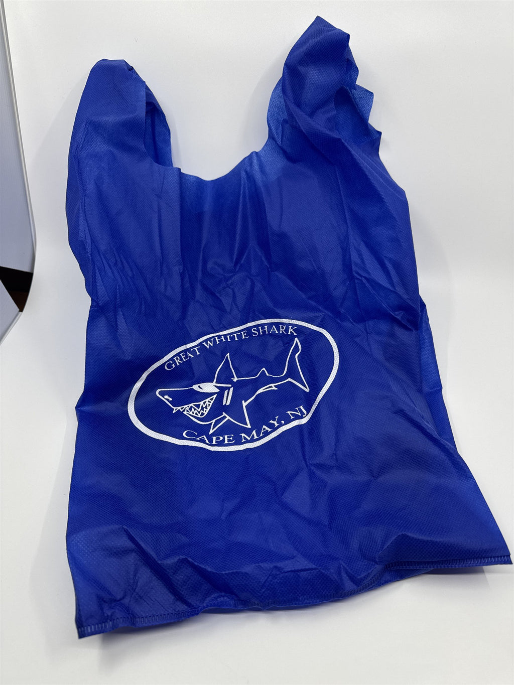 Blue Great White Shark Cape May NJ New Jersey Fabric Reusable Shopping Bag