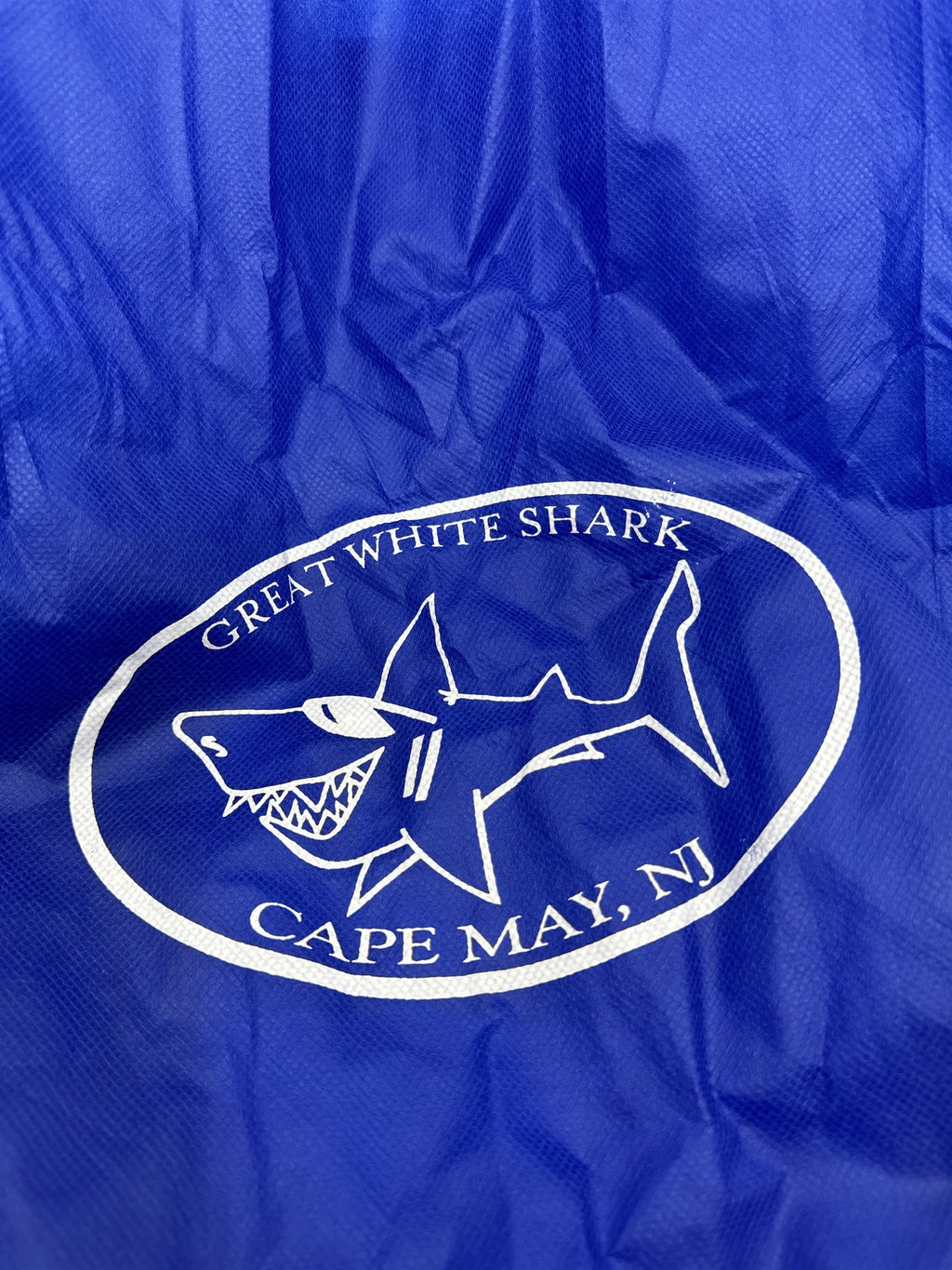 Blue Great White Shark Cape May NJ New Jersey Fabric Reusable Shopping Bag