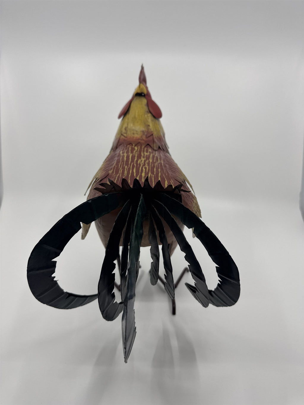 11" Tall Metal Rooster Scrap Metal Sculpture Colorful Recycling Art Decor