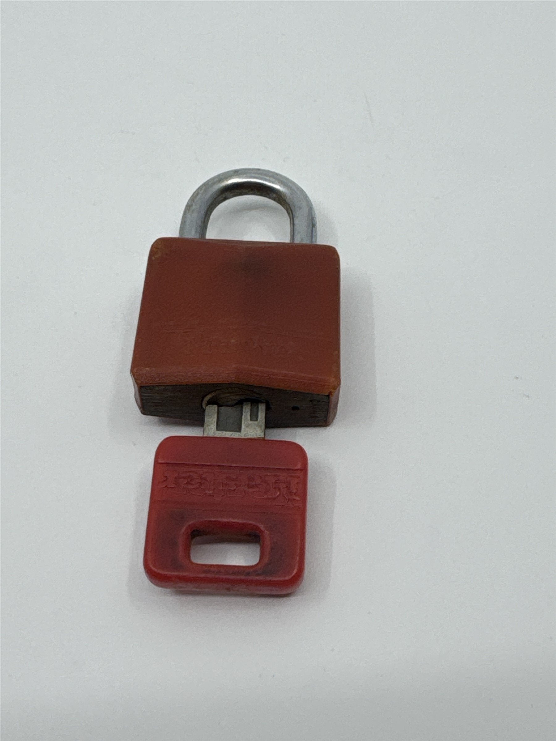 Vintage Master Hardened Padlock /w Key Orange Retro Resin
