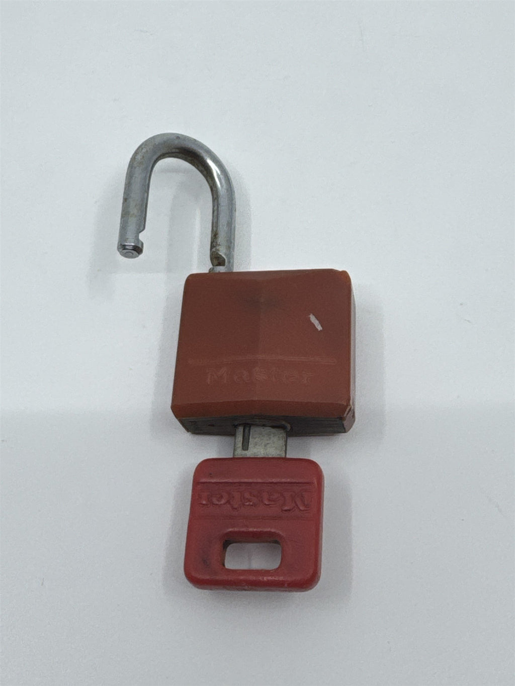Vintage Master Hardened Padlock /w Key Orange Retro Resin