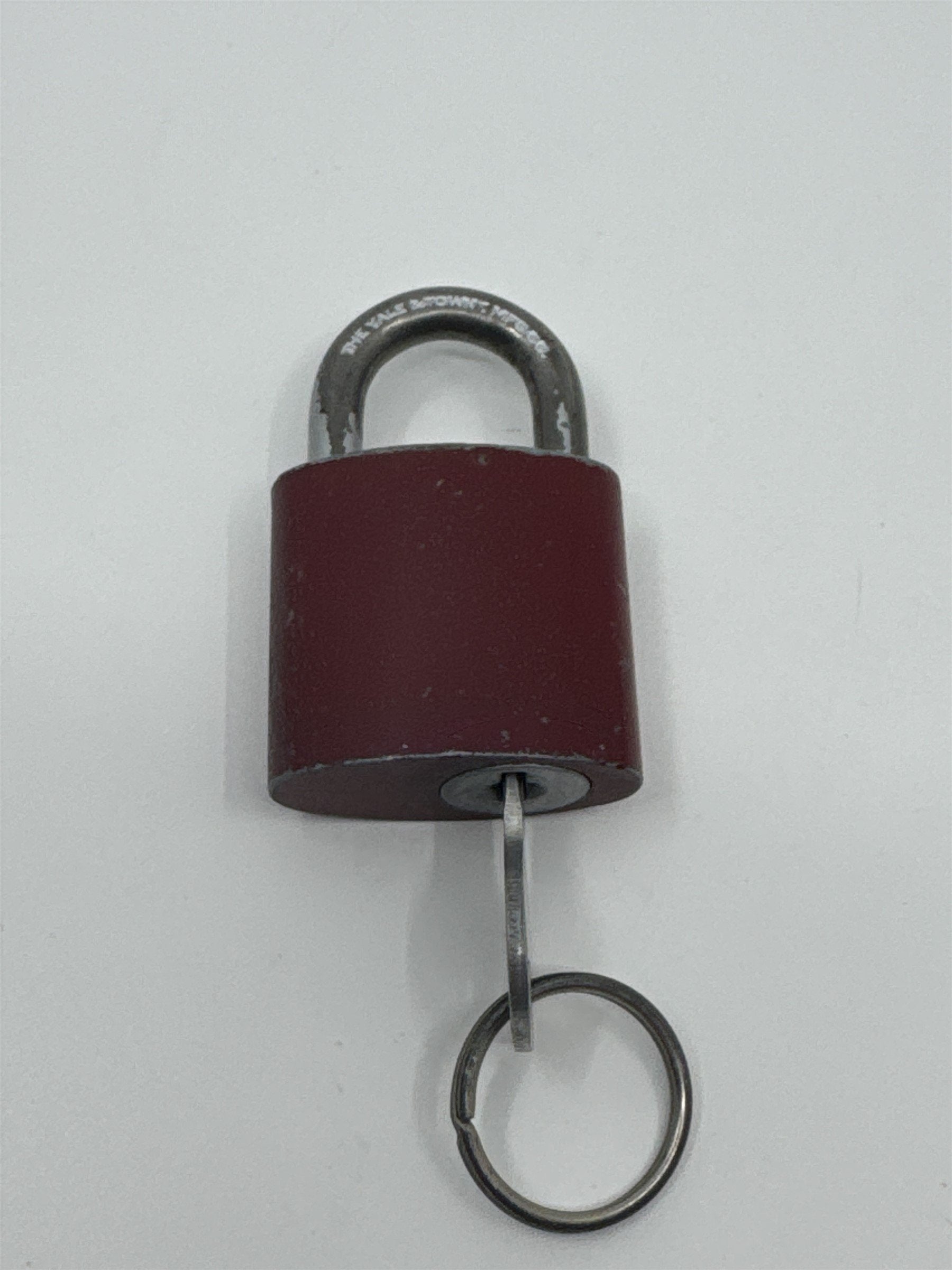 Vintage Yale & Towne Red Lock Padlock /w Working Key USA Hardened 2-1/2"