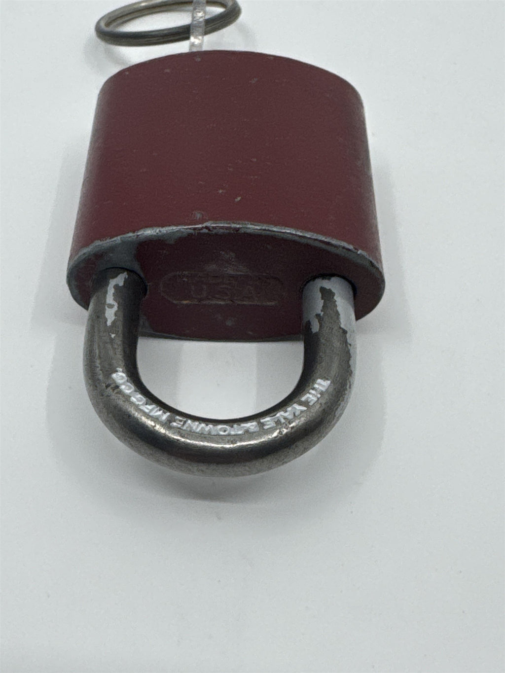 Vintage Yale & Towne Red Lock Padlock /w Working Key USA Hardened 2-1/2"