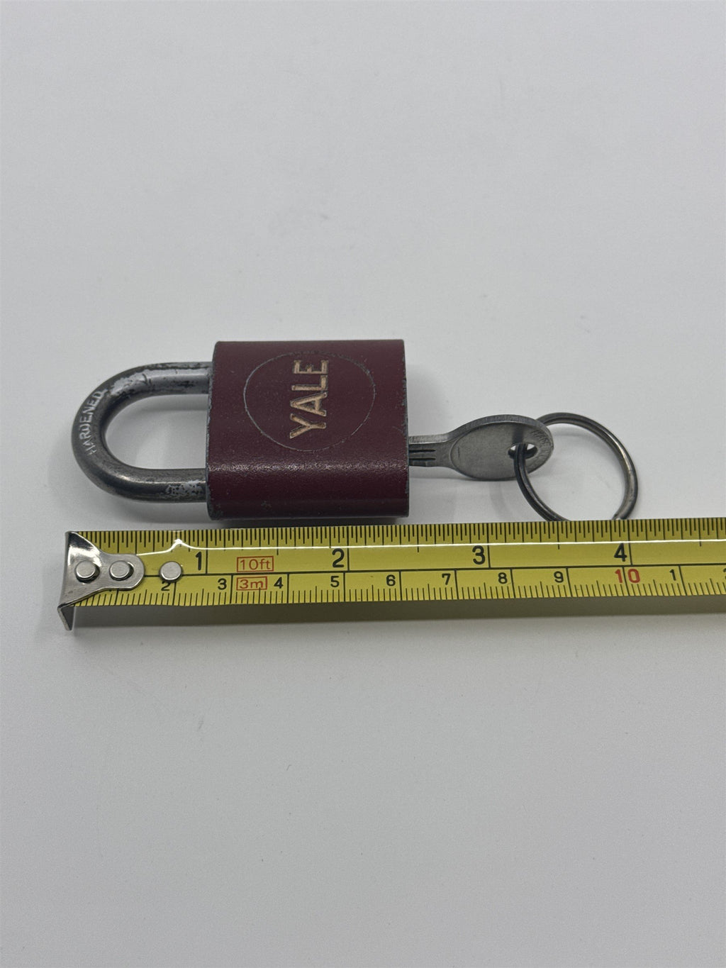 Vintage Yale & Towne Red Lock Padlock /w Working Key USA Hardened 2-1/2"