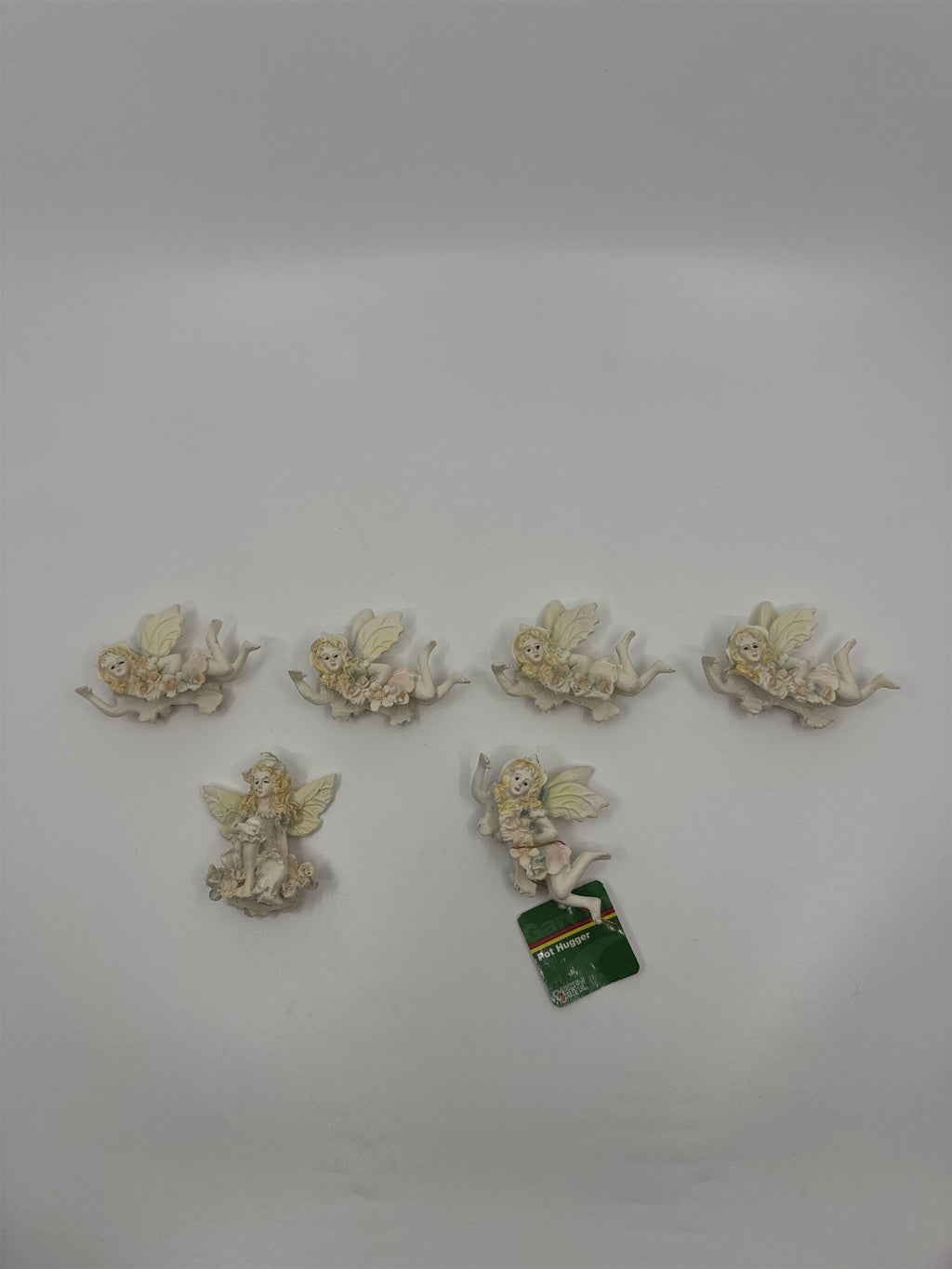 Set of 6 Garden Faerie Angels Pot Huggers 3" Resin
