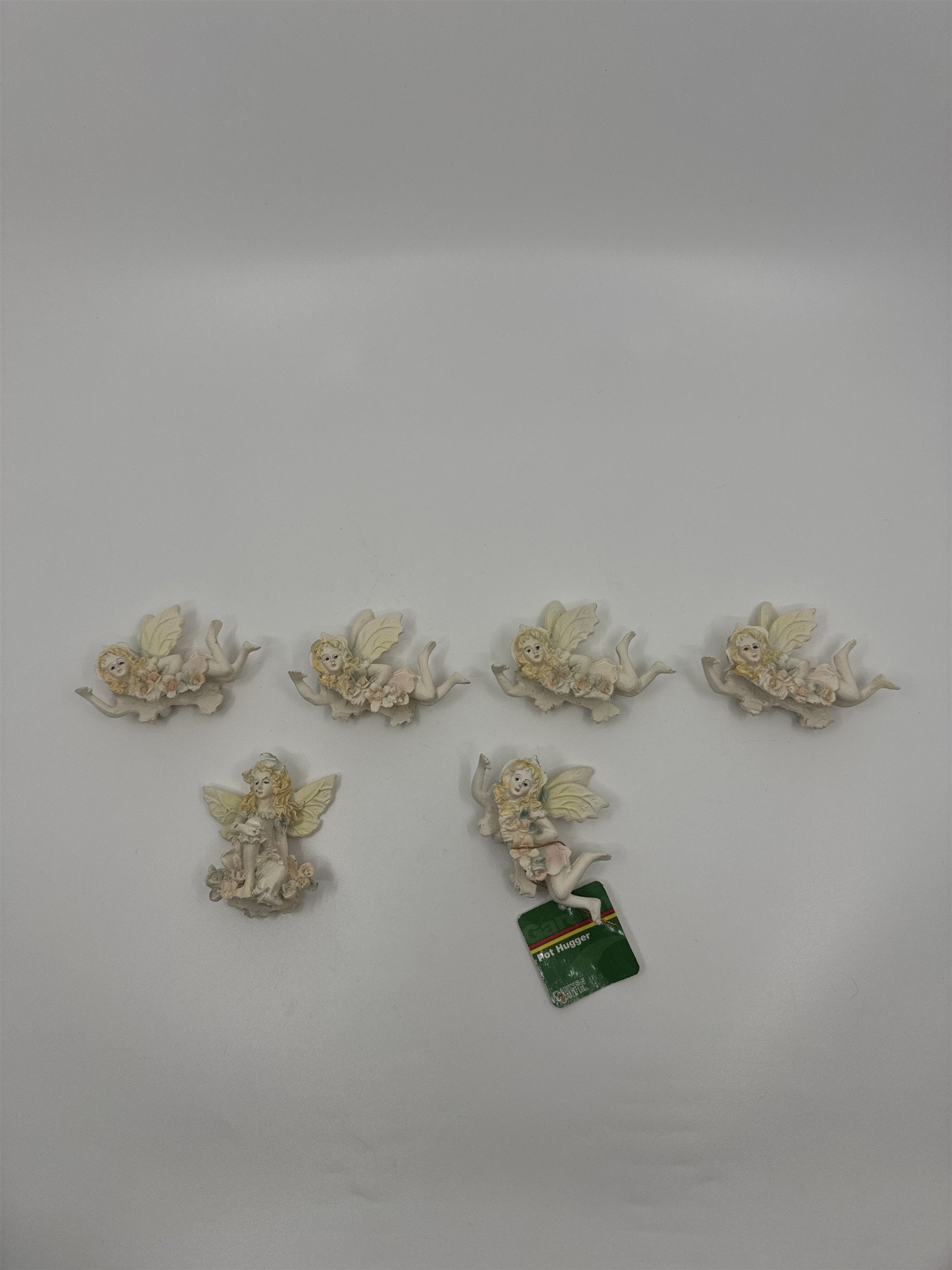 Set of 6 Garden Faerie Angels Pot Huggers 3" Resin