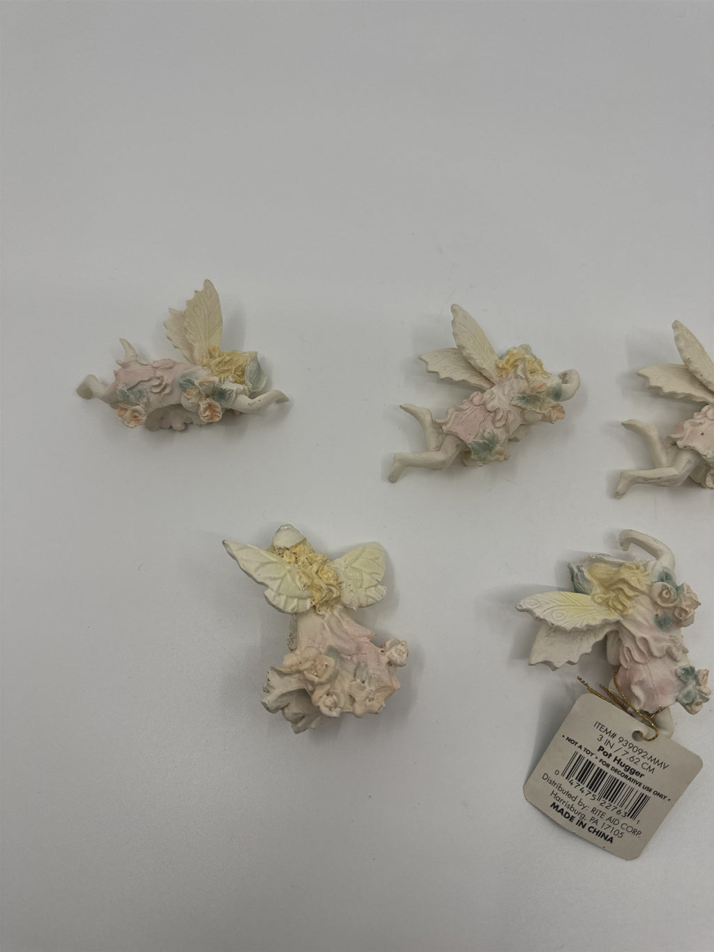 Set of 6 Garden Faerie Angels Pot Huggers 3" Resin