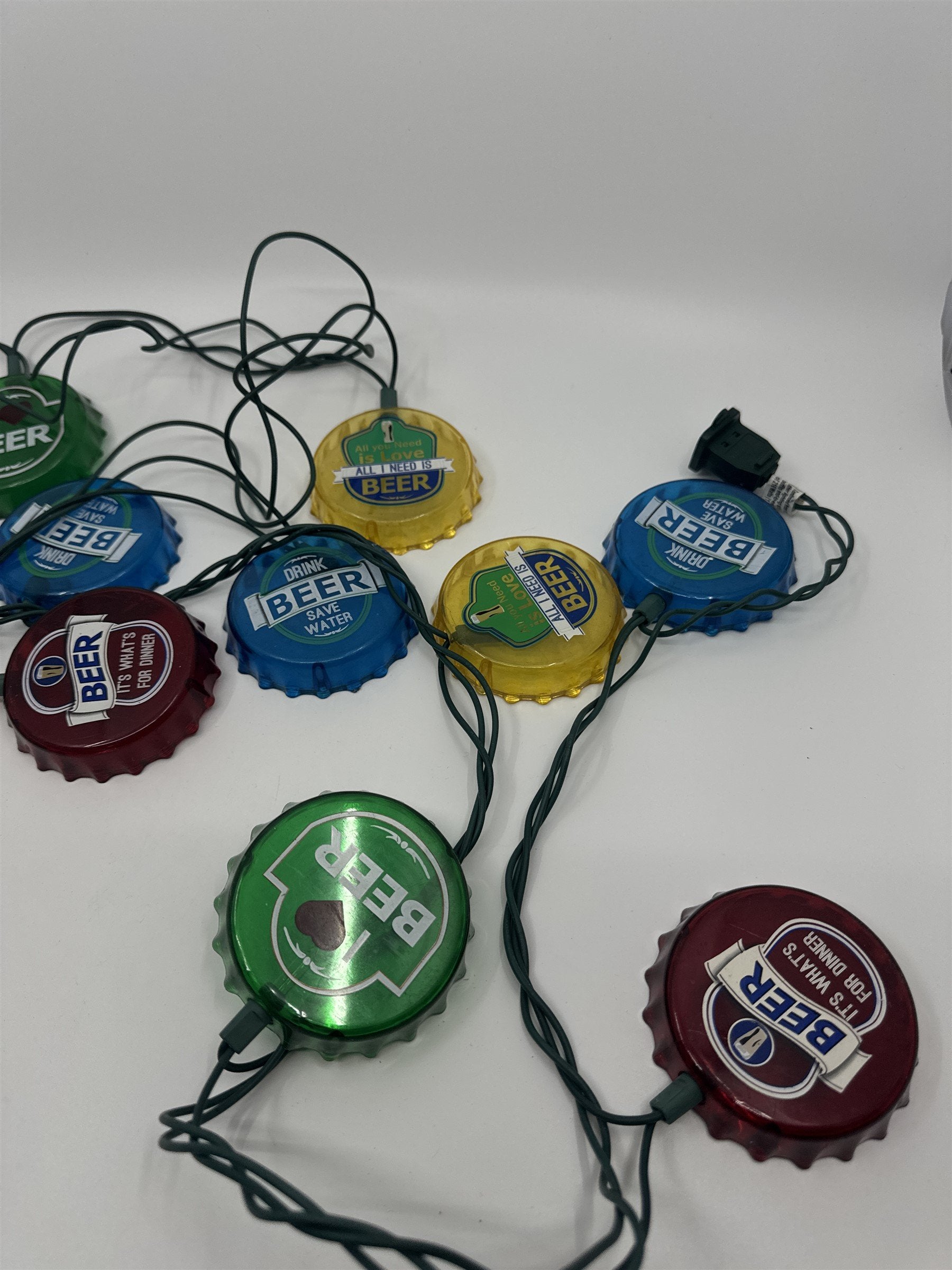 Vintage Drink Beer 9-Cap Decorated House Bar String Light Garland TESTED