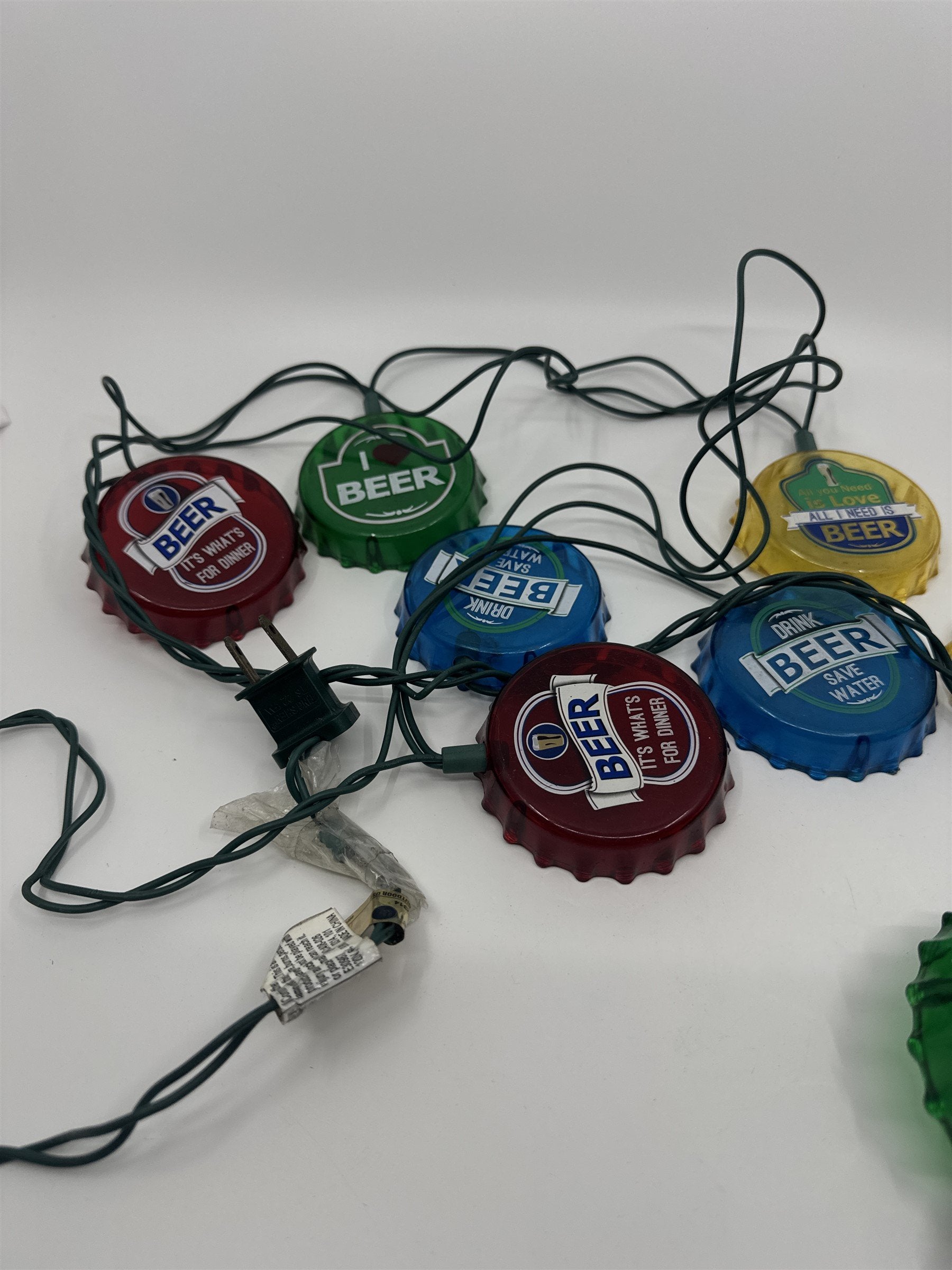Vintage Drink Beer 9-Cap Decorated House Bar String Light Garland TESTED