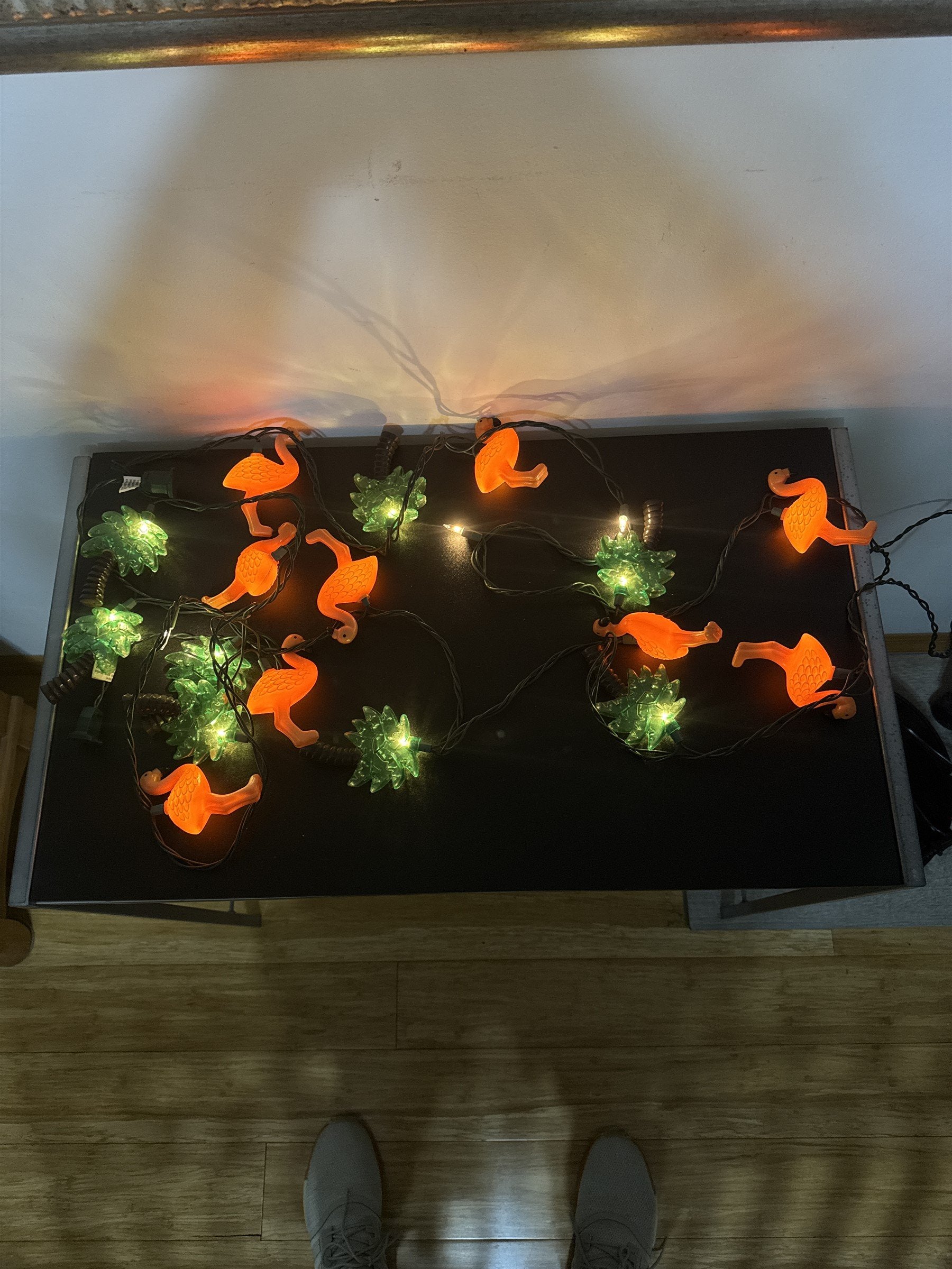 2 Sets of Vintage Plastic Blow Mold Flamingo & Palm Tree String Lights TESTED