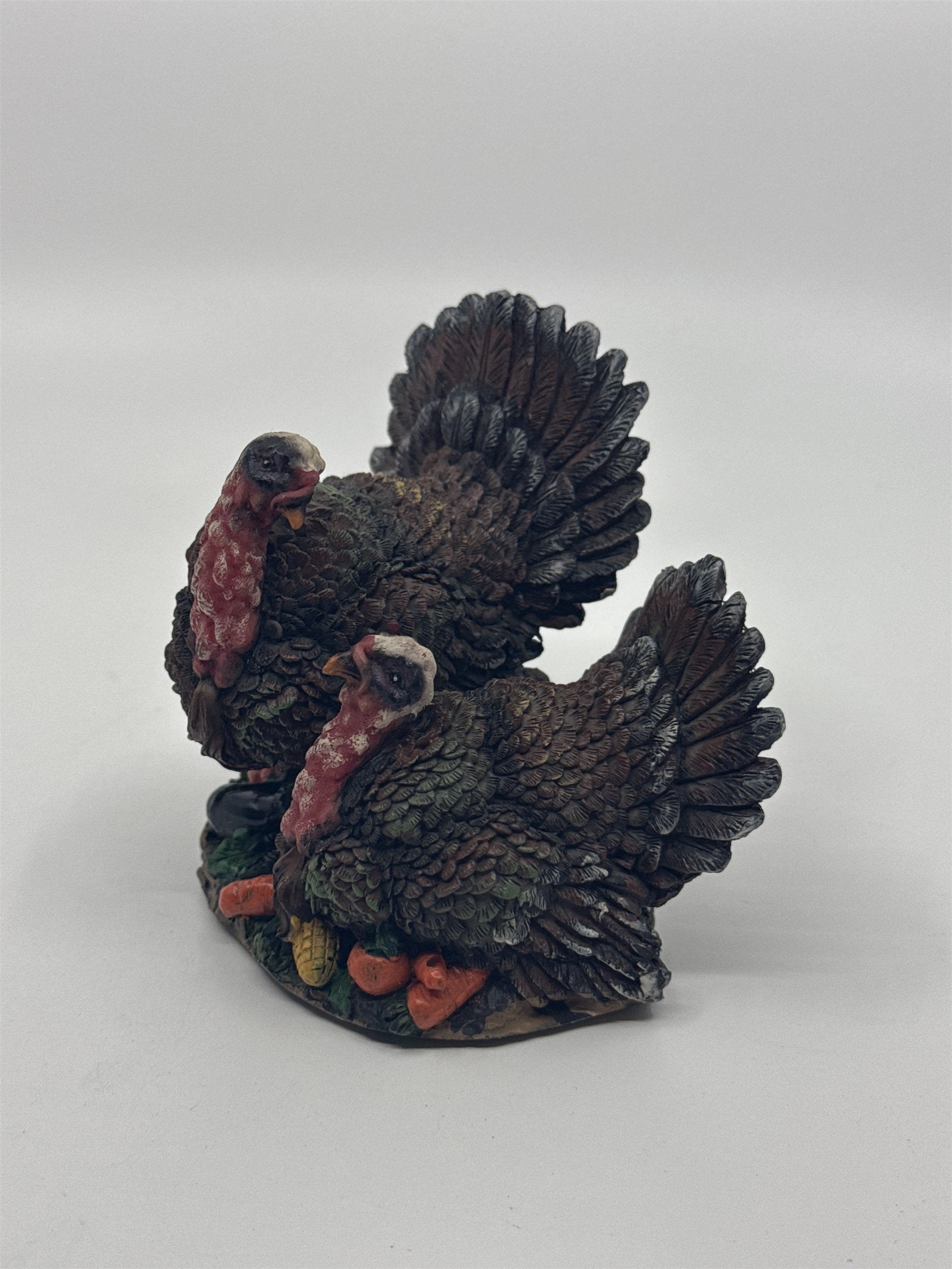 Vintage K's Collection Two Turkeys Figurine Parent & Baby Turkey Resin Figurine