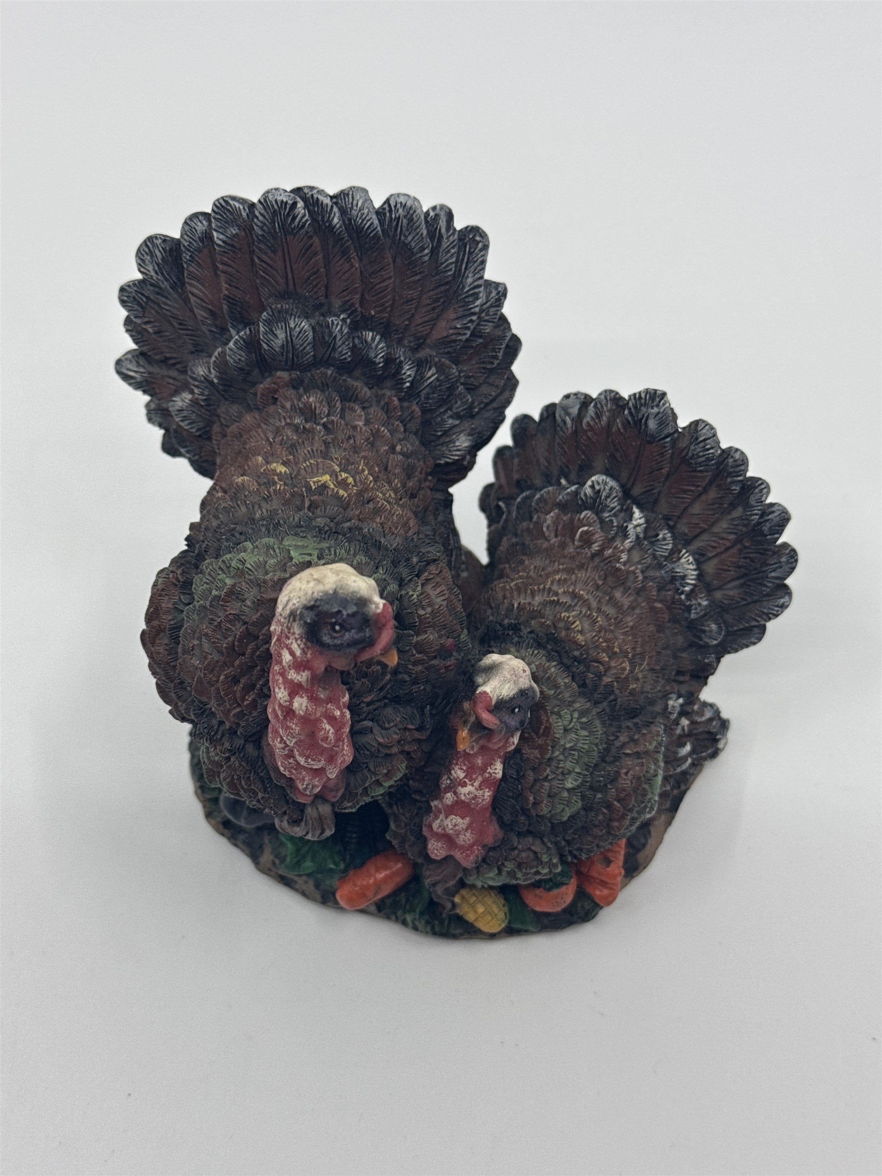 Vintage K's Collection Two Turkeys Figurine Parent & Baby Turkey Resin Figurine