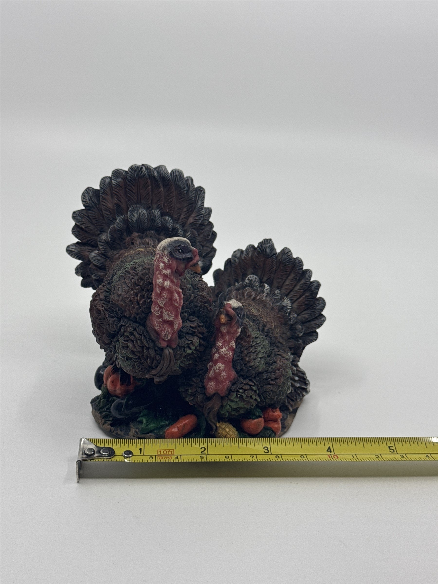 Vintage K's Collection Two Turkeys Figurine Parent & Baby Turkey Resin Figurine
