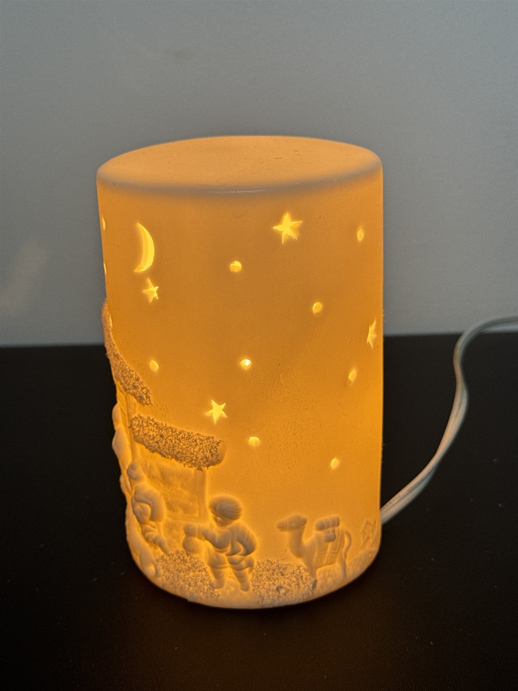 Vintage JXS Christmas Nativity Scene Ceramic Night Light Table Lamp Decor WORKS