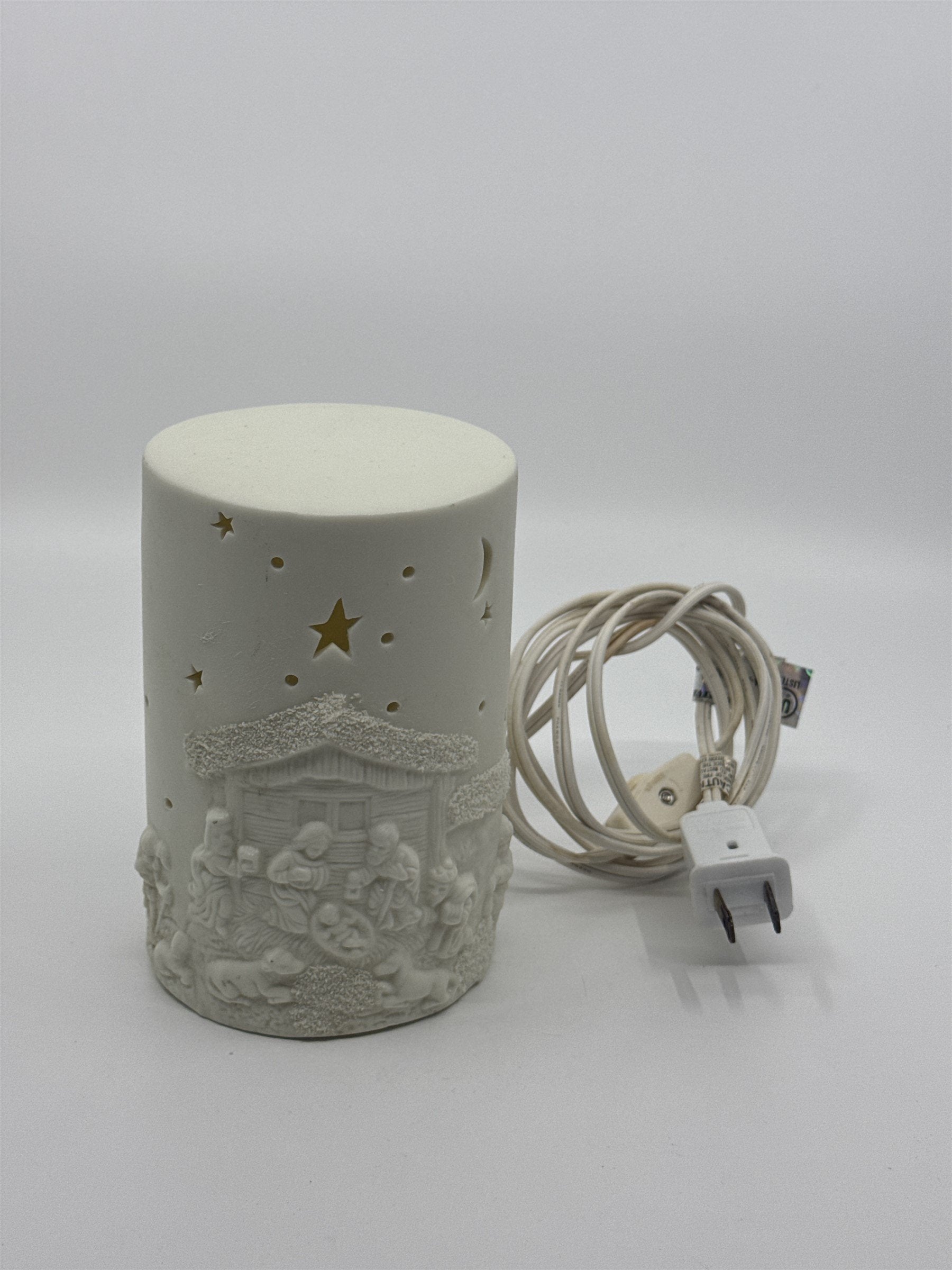 Vintage JXS Christmas Nativity Scene Ceramic Night Light Table Lamp Decor WORKS