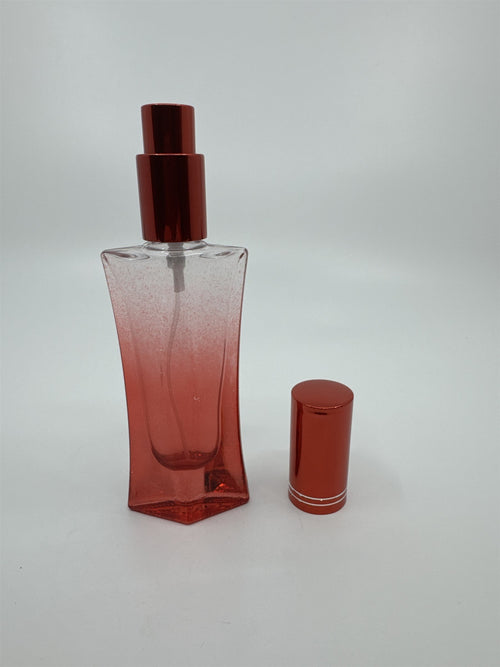 Empty Faceted Glass Perfume Cologne Spray Bottle Refillable Gradient Red