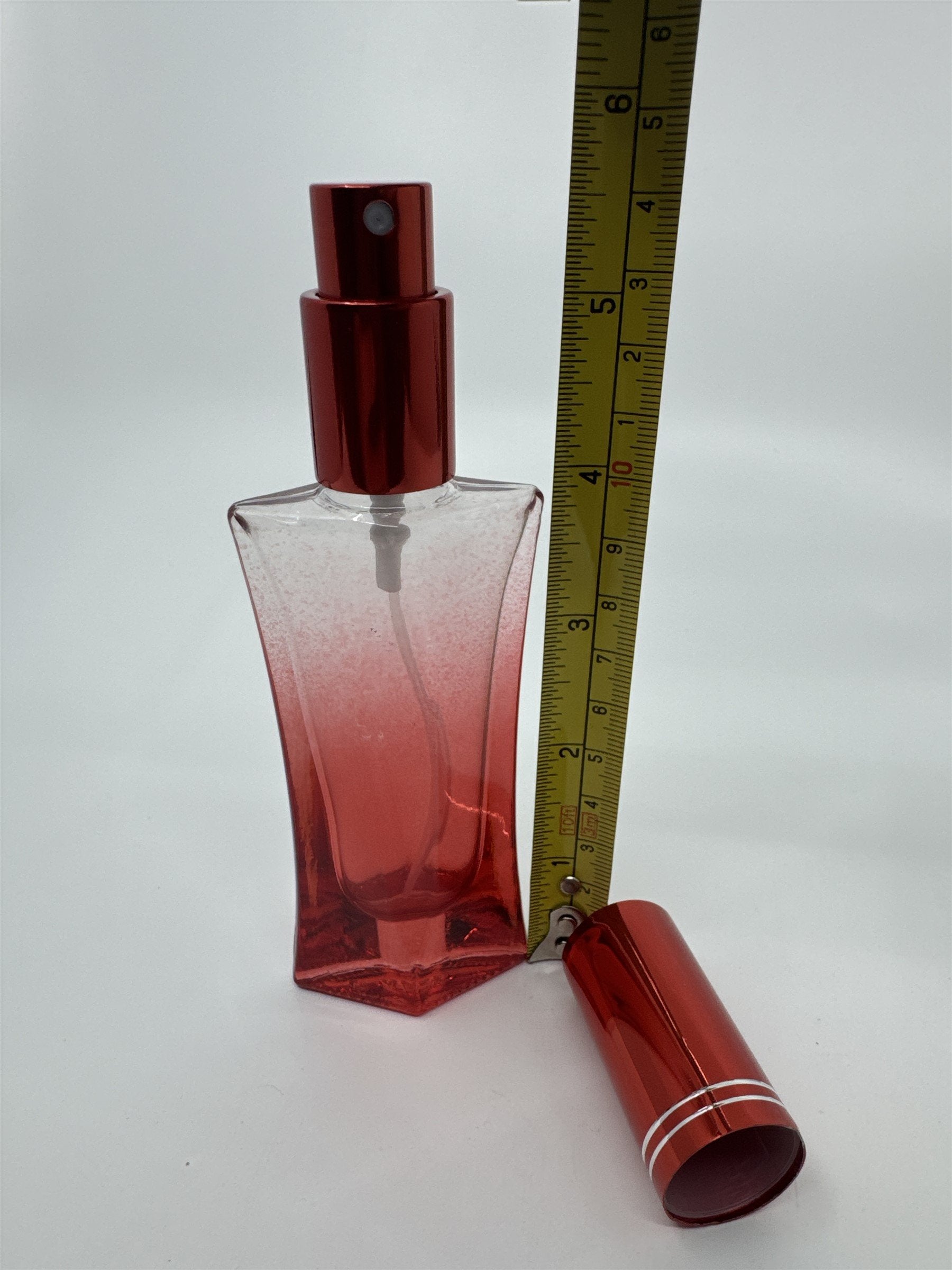 Empty Faceted Glass Perfume Cologne Spray Bottle Refillable Gradient Red