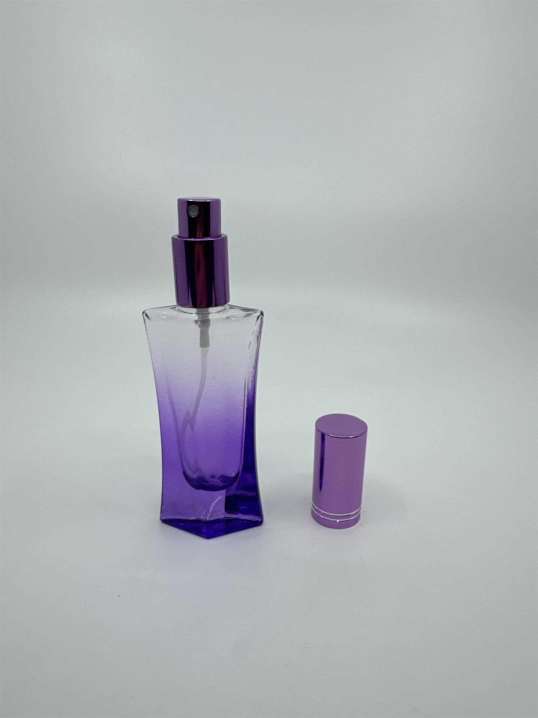 Empty Faceted Glass Perfume Cologne Spray Bottle Refillable Gradient Purple