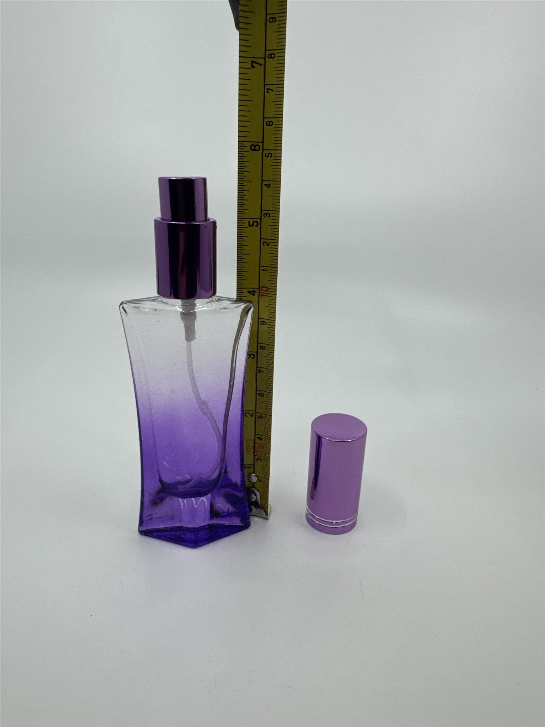 Empty Faceted Glass Perfume Cologne Spray Bottle Refillable Gradient Purple