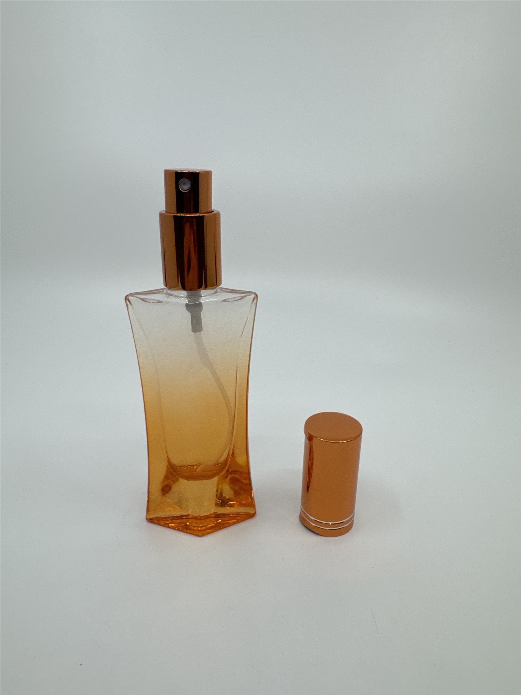 Empty Faceted Glass Perfume Cologne Spray Bottle Refillable Gradient Orange
