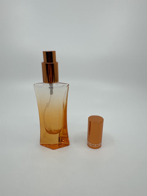Empty Faceted Glass Perfume Cologne Spray Bottle Refillable Gradient Orange