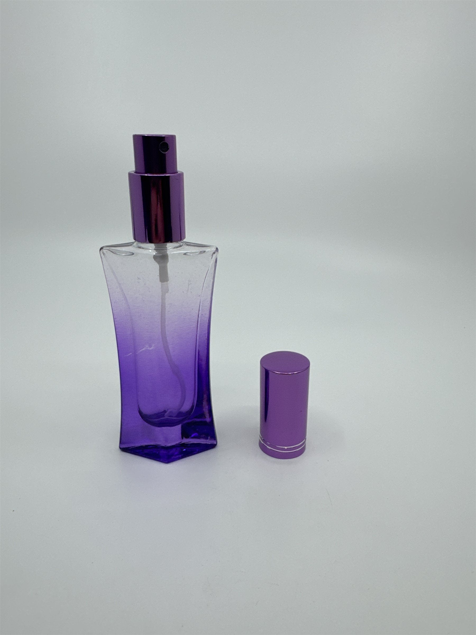 Empty Faceted Glass Perfume Cologne Spray Bottle Refillable Gradient Purple