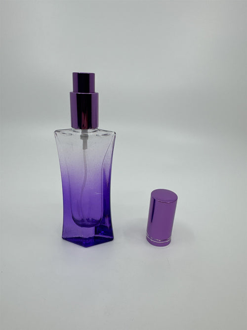 Empty Faceted Glass Perfume Cologne Spray Bottle Refillable Gradient Purple