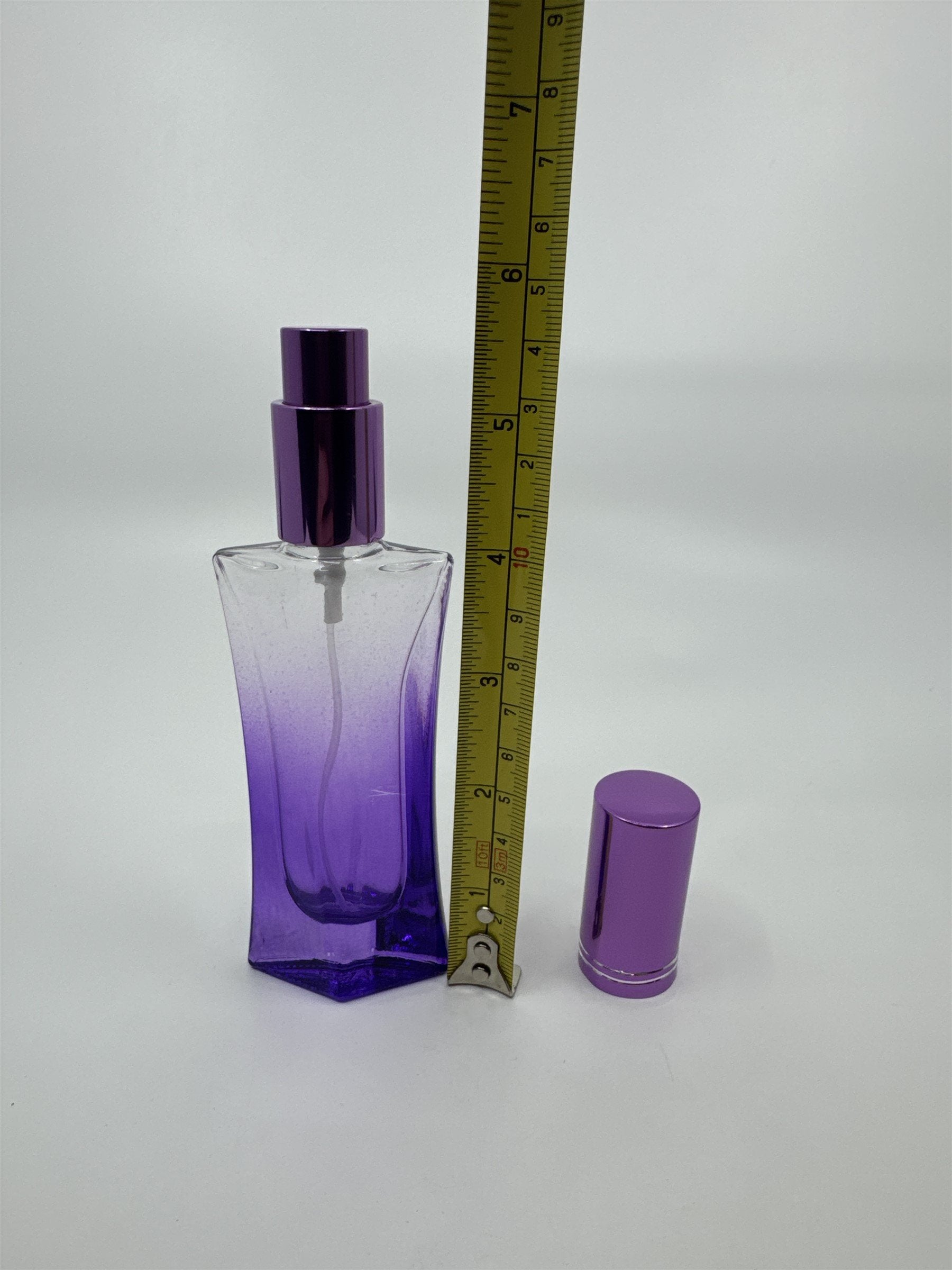 Empty Faceted Glass Perfume Cologne Spray Bottle Refillable Gradient Purple