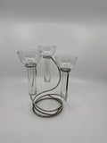 3-Arm Vintage Metal Candle Holders /w Glasses Set or Fun Shooter Glasses Set