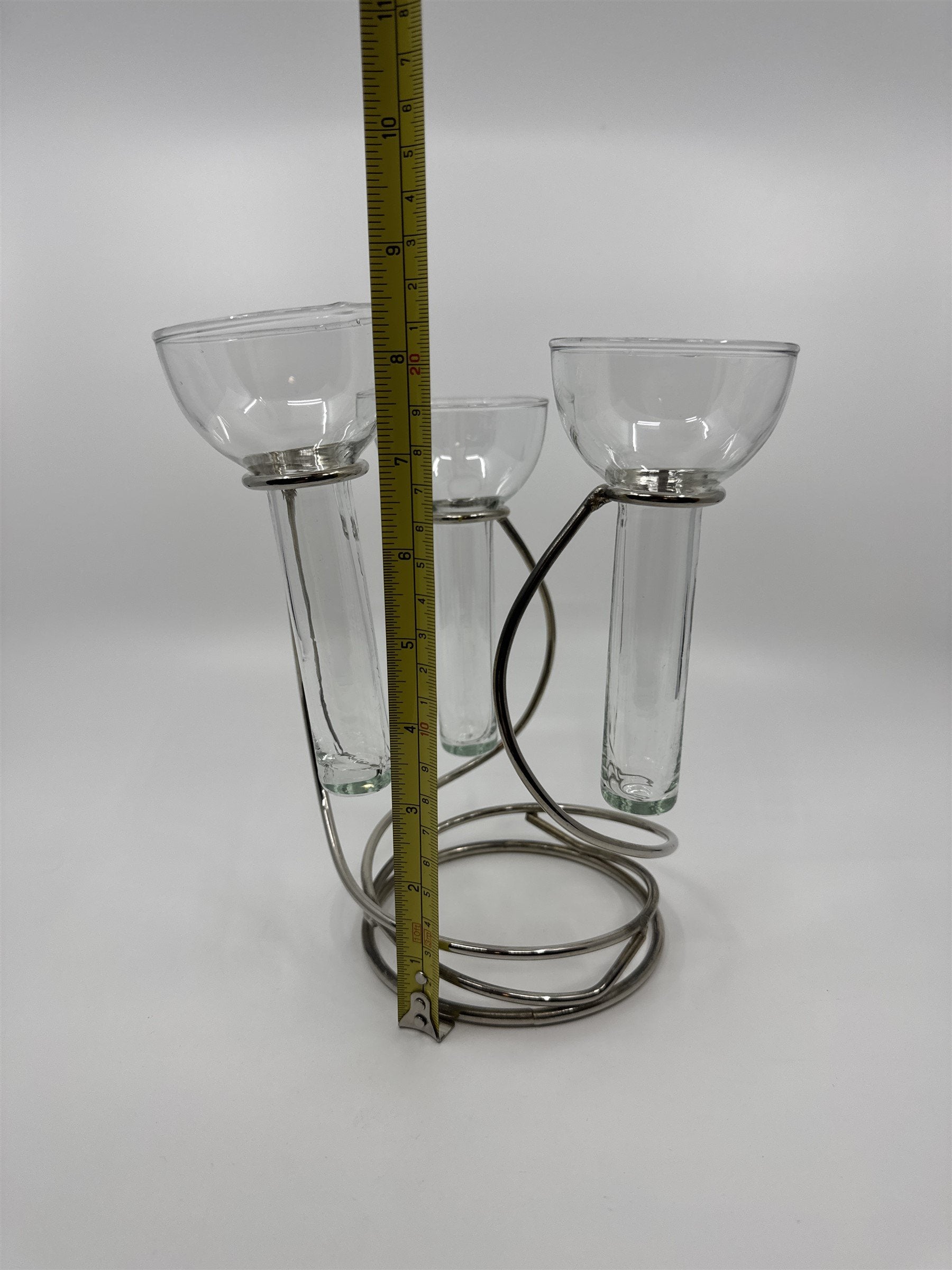 3-Arm Vintage Metal Candle Holders /w Glasses Set or Fun Shooter Glasses Set