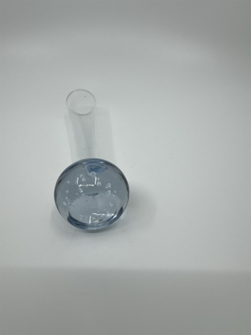Vintage Bud Vase Blue Controlled Bubble Base Clear Glass Art Deco 5-1/2" Tall