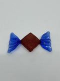 Vintage Italian Murano Style Hand Blown Glass Candy Pink Blue Ruffled Wrapper