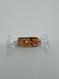 Vintage Italian Murano Style Hand Blown Glass Candy Speckled Peach Clear Wrap