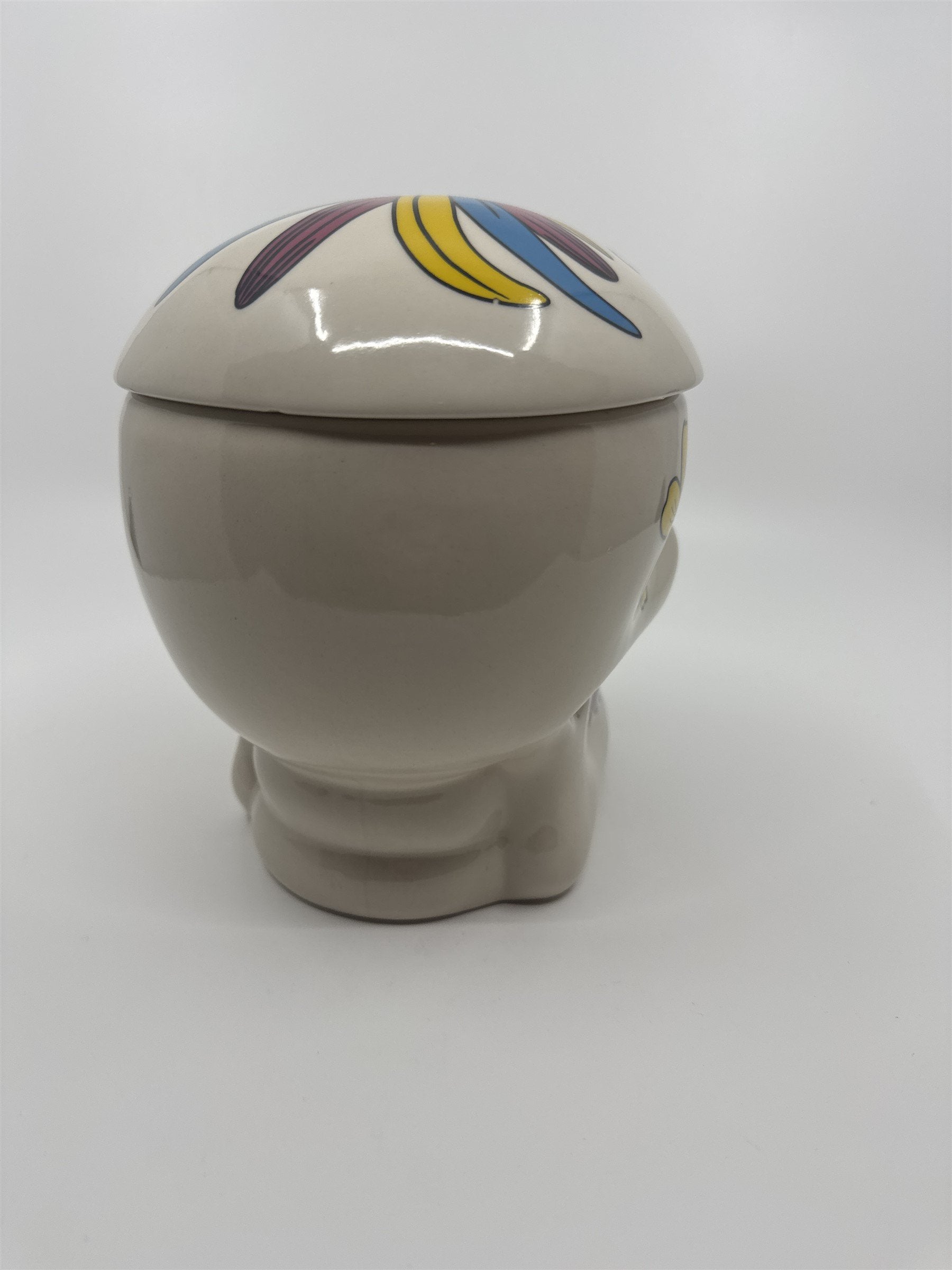 Vintage 1970s Hand-Painted 7"Sugar Skull Ceramic Cookie Jar Day of the Dead