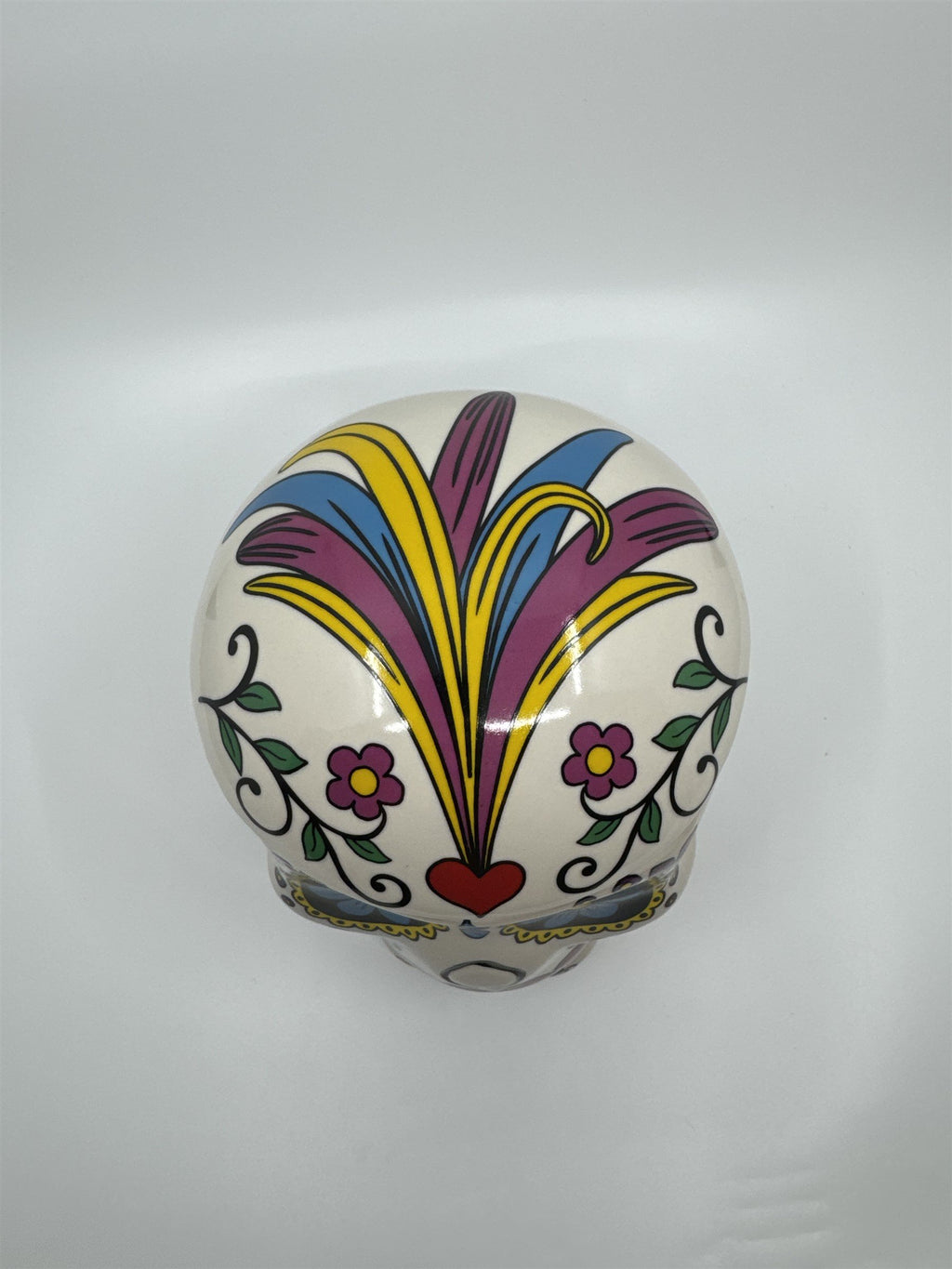 Vintage 1970s Hand-Painted 7"Sugar Skull Ceramic Cookie Jar Day of the Dead