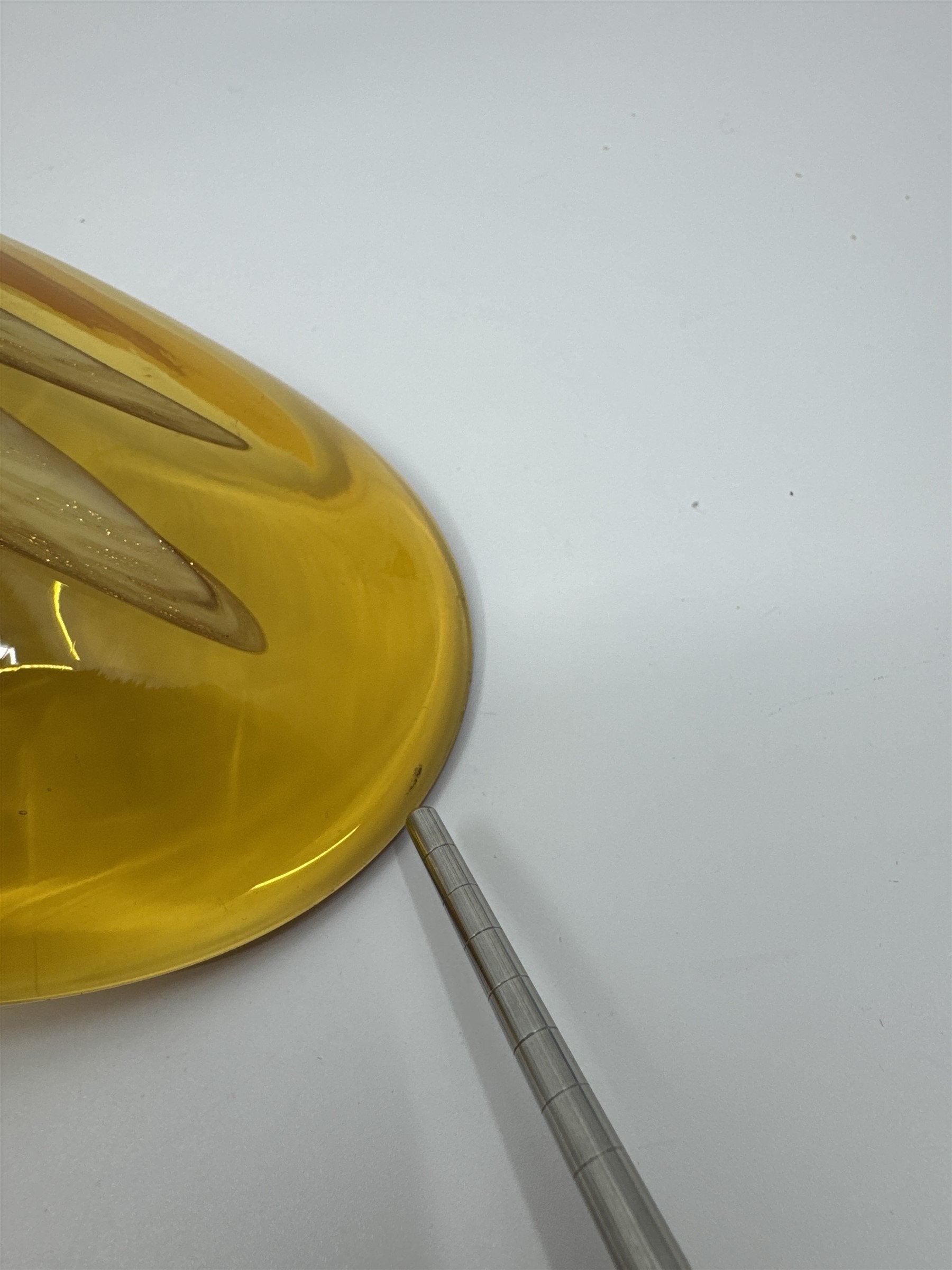 Vintage Princess House Murano Aventurine Glass Dish Yellow Cream Metallic Gold
