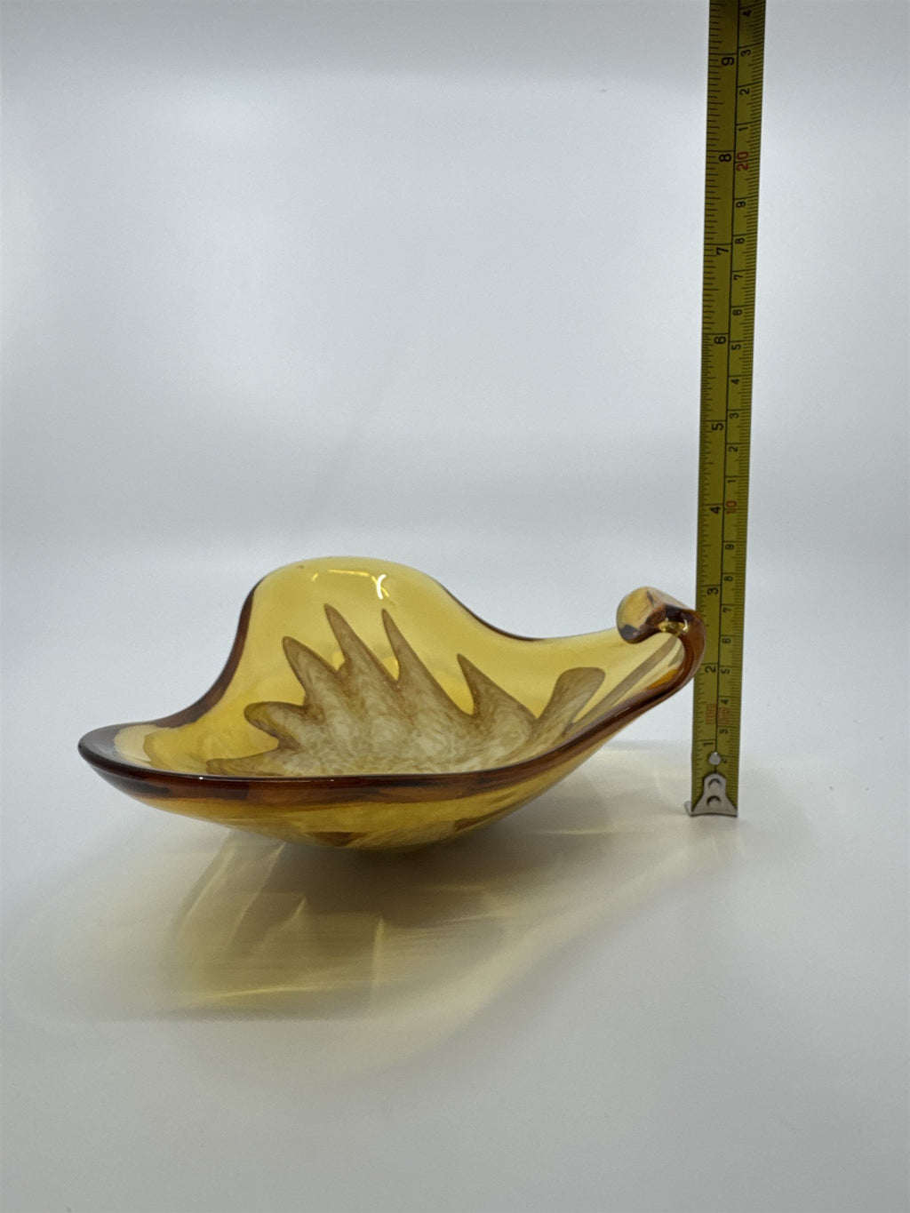 Vintage Princess House Murano Aventurine Glass Dish Yellow Cream Metallic Gold