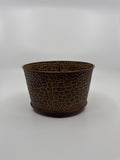Vintage Home Interiors Crocodile Alligator Safari Texture Tan Metal Basket Rare