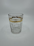 Vintage Etched Juice Glass /w Grapes Vines and Gold Embellishment Trim