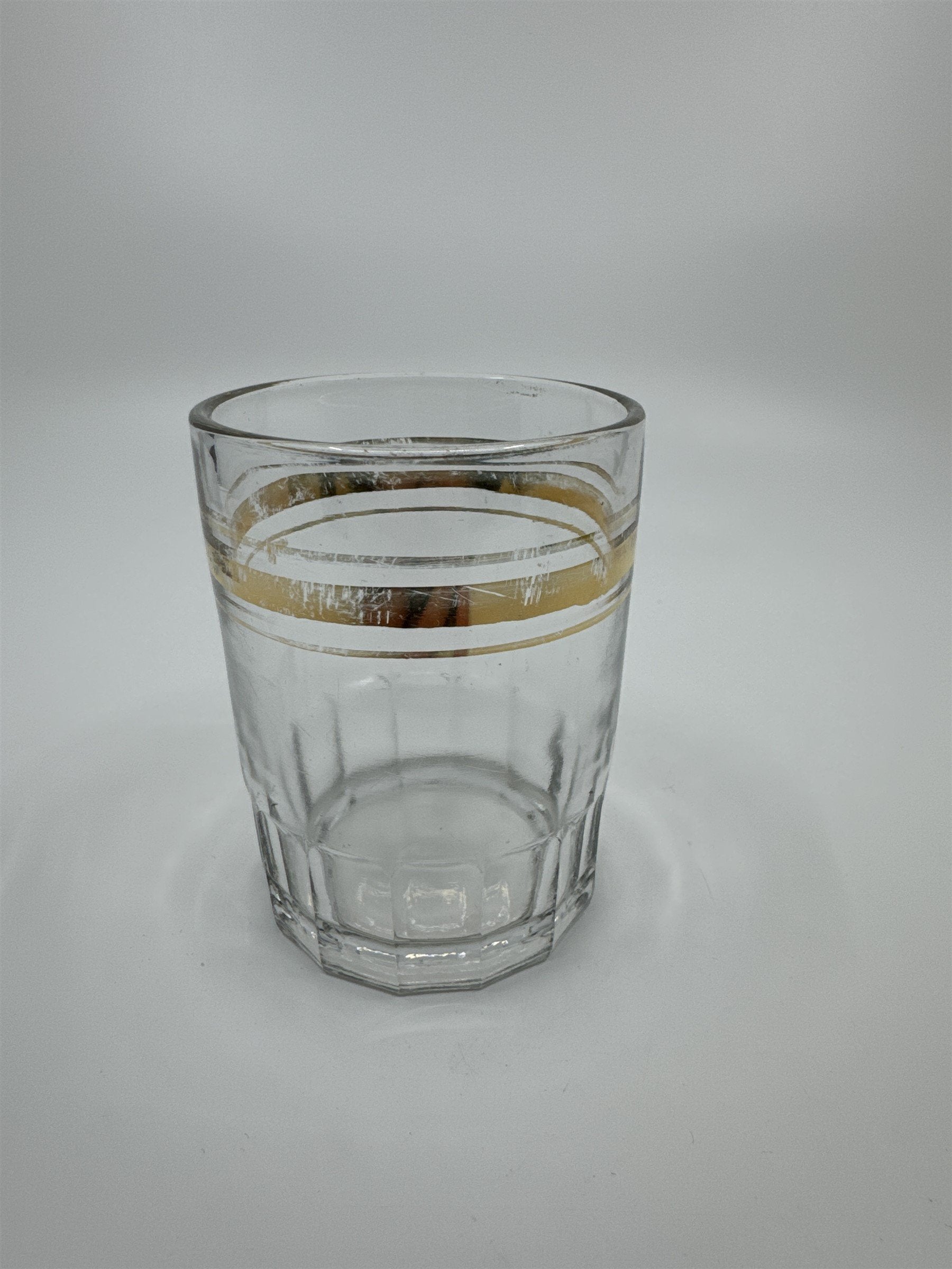 Vintage Juice Glass /w Gold Embellishment Trim Shot Glass Whiskey Glass Fading