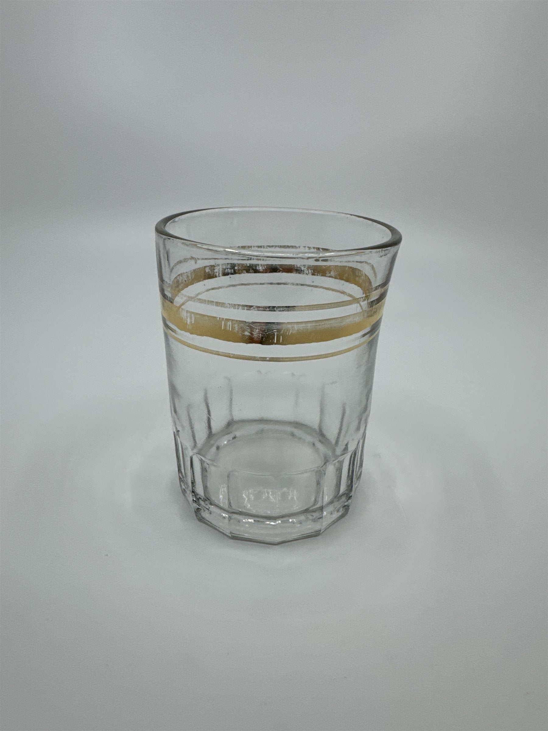 Vintage Juice Glass /w Gold Embellishment Trim Shot Glass Whiskey Glass Fading