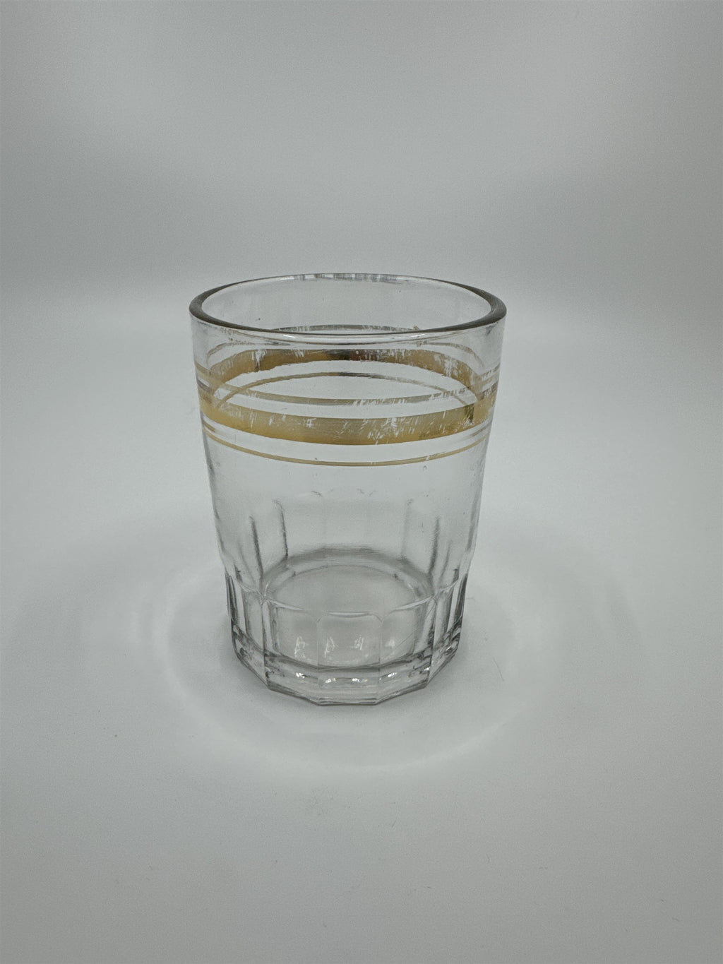 Vintage Juice Glass /w Gold Embellishment Trim Shot Glass Whiskey Glass Fading