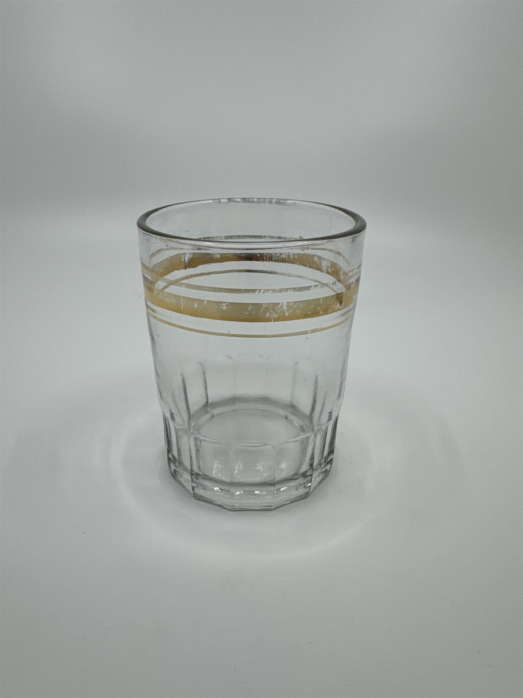 Vintage Juice Glass /w Gold Embellishment Trim Shot Glass Whiskey Glass Fading