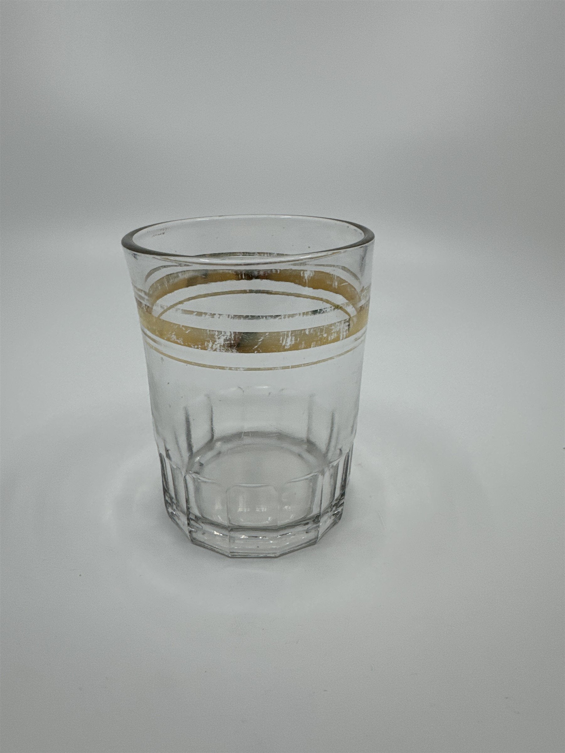 Vintage Juice Glass /w Gold Embellishment Trim Shot Glass Whiskey Glass Fading