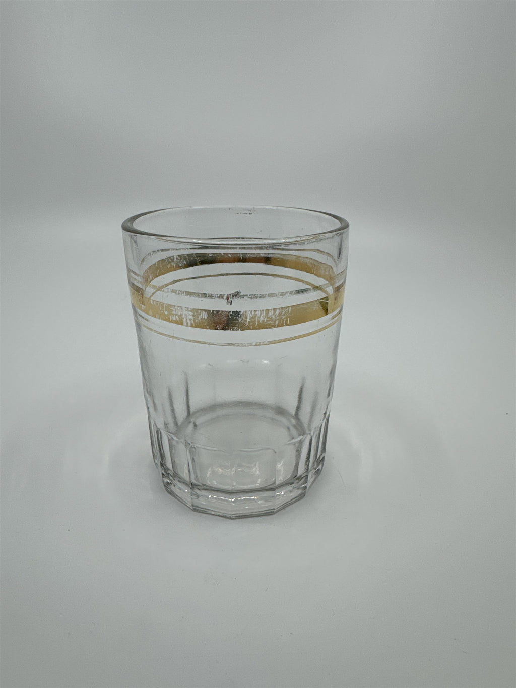 Vintage Juice Glass /w Gold Embellishment Trim Shot Glass Whiskey Glass Fading