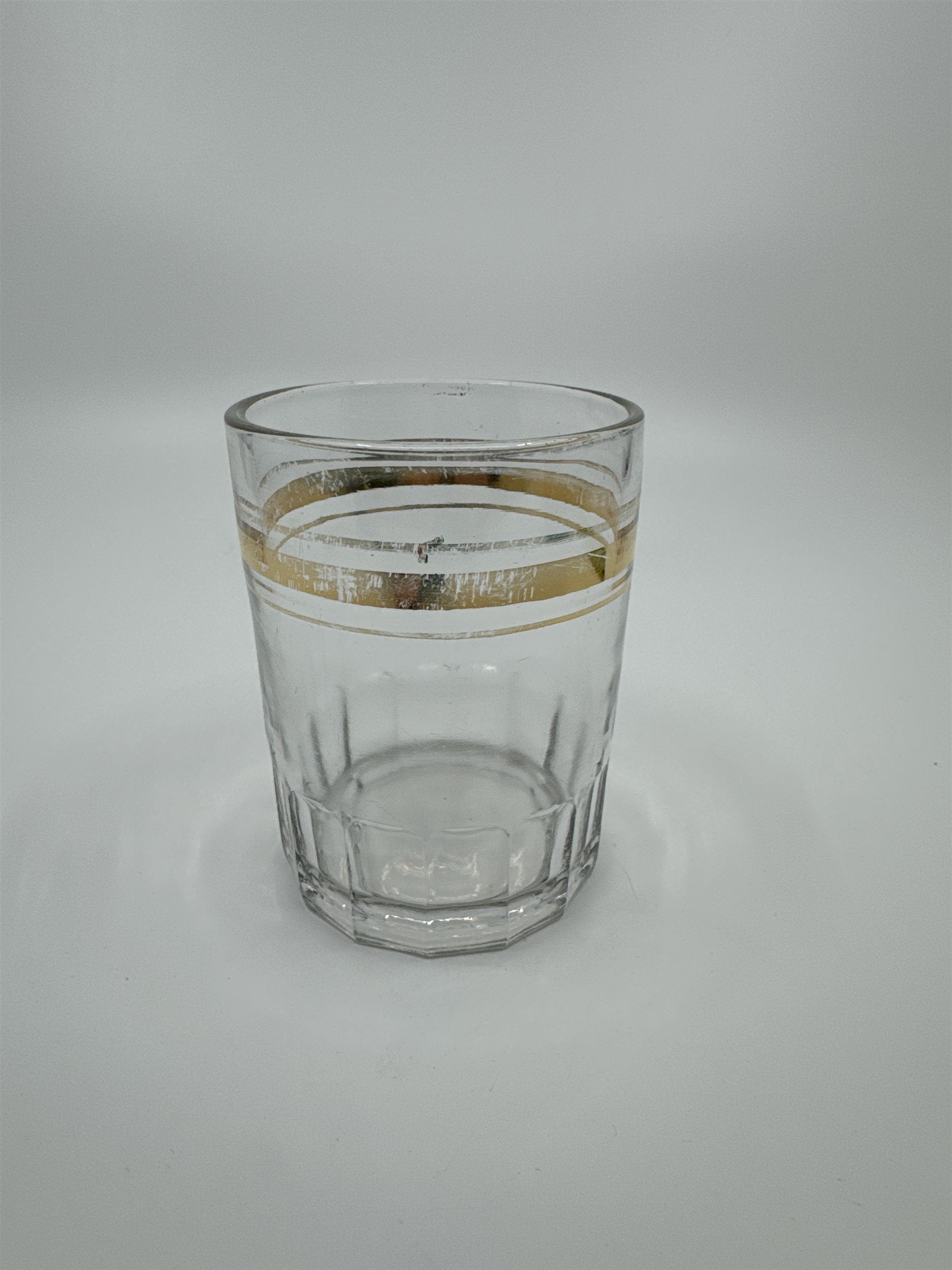 Vintage Juice Glass /w Gold Embellishment Trim Shot Glass Whiskey Glass Fading